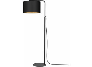 4255596617897 - Licht-erlebnisse - Stehlampe Schwarz E27 151 cm Stoff Metall Modern Stehleuchte - Schwarz Gold