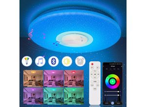 0962061817297 - Led Deckenleuchte 36W Farbwechsel Wohnzimmer Dimmbar Deckenlampe Bluetooth Musik - Weiß - Tolletour