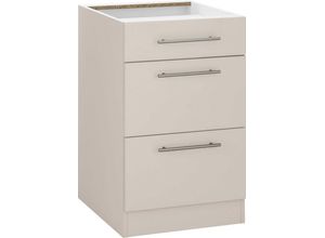 4255620805467 - wiho Küchen Unterschrank Cali 50 cm breit mit 2 großen Auszügen ohne Arbeitsplatte beige