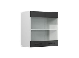 4066731045358 - Hängeglasschrank Küchenschrank Küchenzeile R-Line Landhaus 60 cm Weiß Anthrazit Tür Fächer