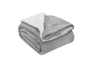 4260565526674 - Fleecedecke mit Sherpa - flauschig warm waschbar - Decke   Plaid für Bett und Couch - Tagesdecke Kuscheldecke - 220x240 cm - Hellgrau - Juskys