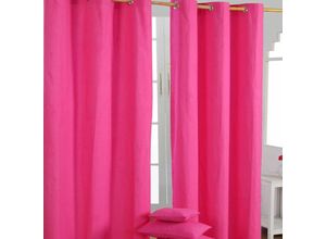 5055967416901 - Gardinen mit Ösen unifarben pink im 2er Set 137 x 117 cm - Rosa - Homescapes