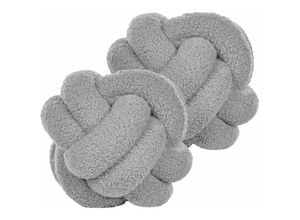 4255664819062 - 2er-Set Dekokissen Grau Boucle Knoten Kissen 19 x 19 cm Dekozubehör - Grau