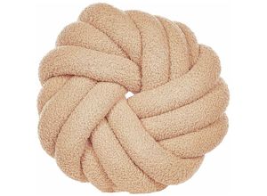 4255664818959 - Beliani - Knotenkissen Beige Bouclé 31 x 31 cm Plüsch Geflecht Dekorativ Modern - Beige