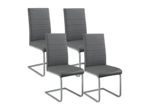4260565522614 - Freischwinger Schwingstuhl Vegas 4er Set in Grau – Esszimmerstuhl mit Metall-Gestell & Bezug aus Kunstleder – Moderner Küchenstuhl 4260565522614 - Freischwinger Schwingstuhl Vegas 4er Set in Grau – Esszimmerstuhl mit Metall-Gestell & Bezug aus Kunstleder – Moderner Küchenstuhl