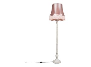 8718881071829 - Qazqa - Retro Stehlampe grau mit rosa Oma Schatten - Classico - Rosa