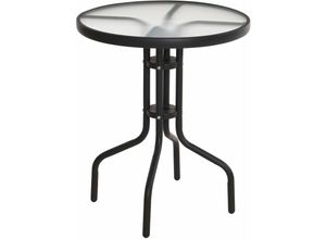 4260700650653 - Spetebo - Metall Glastisch in schwarz - ø 60 cm - Modell rund - Bistrotisch Gartentisch