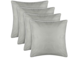 4059222061890 - Outdoor Kissen mit Paspel 4er Pack ( 45 x 45 cm ) Beige - Dekokissen Garten Reißverschluss - Schmutz- und Wasserabweisend - abnehmbarer Bezug - Beige