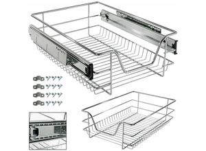 4260627420360 - Teleskop Schublade Küchenschublade Korbauszug ausziehbar 40 cm - silber - Arebos