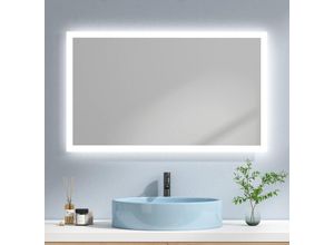 7445612274235 - Badspiegel mit Beleuchtung led Wandspiegel Badezimmerspiegel 100x60cm Kaltweißes Warmweißes Licht Knopfschalter Beschlagfrei - Emke