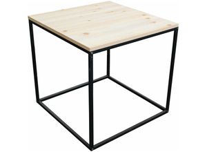 4260625742594 - Metall Beistelltisch mit Holz Tischplatte - 45 cm - Deko Couch Tisch Sofatisch