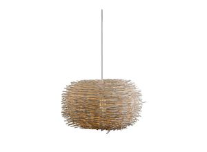 8718881048043 - Qazqa - Ländliche Hängelampe aus weißem Rattan - Hatch 45 - Weiß