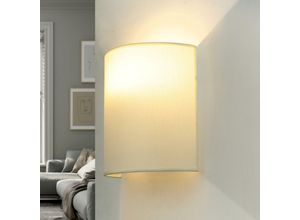 4255596648723 - Licht-erlebnisse - Wandleuchte Stoff E27 indirekt in Creme Weiß Wandlampe Wohnzimmer Schlafzimmer - Creme