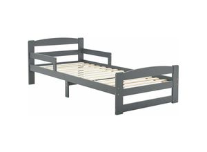 4260565527589 - Jugendbett Arona 90x200 cm mit Lattenrost - Bettgestell aus Massivholz in Grau - Einzelbett mit Rausfallschutz - Stauraum unter dem Bett - Juskys