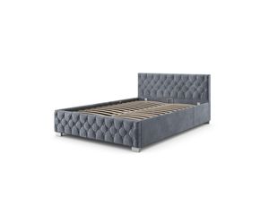 4260565527183 - Polsterbett Nizza - Bettgestell mit Lattenrost Stauraum & led Beleuchtung - Bett mit Samtbezug & Chesterfield-Steppung - 140x200 cm Grau - Juskys