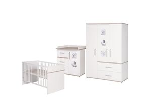 4005317289175 - Roba Komplett Kinderzimmer MORITZ 3-tlg (Kinderbett Wickelkommode schmal und 3-türiger Kleiderschrank) Weiß Luna Elm weiß