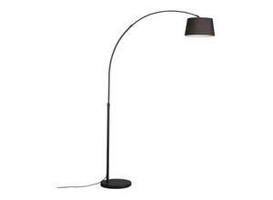 8718881036736 - Qazqa - Moderne Bogenlampe schwarz mit schwarzem Stoffschirm - Arc Basic - Schwarz