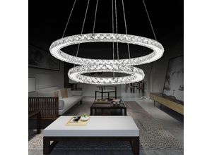 0762418228628 - 48W Moderne Kristall led Design Kreative Kronleuchter Hängelampe für Schlafzimmer Wohnzimmer Esszimmer (2 Ring Dimmbar 48W) - Aufun 0762418228628 - 48W Moderne Kristall led Design Kreative Kronleuchter Hängelampe für Schlafzimmer Wohnzimmer Esszimmer (2 Ring Dimmbar 48W) - Aufun