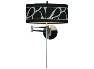 5055498604662 - Inspired Lighting - Inspired Mantra Manhattan Wandleuchte mit 1 Licht E14-Schwenkarm poliertes Chrom Milchglas mit schwarz gemustertem Schirm