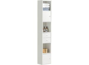 4251388617397 - SoBuy STR10-W Badezimmer Hochschrank mit Schubladen Badschrank Badregal Standregal Aufbewahrungsregal Aktenschrank Büroregal weiß BHT ca 33x188x24cm