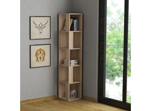 8680812130373 - Decortie - Piano Modern Eckregal Bücherregal Display Unit Eiche Natur Hoch 1589cm - Oak