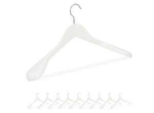 Image of Relaxdays Anzug Kleiderbügel, 10er Set, breite Schulter, 360° drehbarer Haken, Kostüm, Jacken, Holzkleiderbügel, weiß