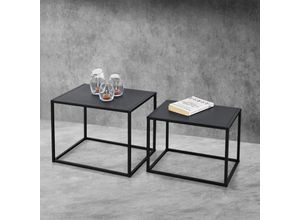 4059438147210 - [encasa] - Beistelltisch Archsum 2er Set rechteckig Industriedesign Schwarz Schwarz