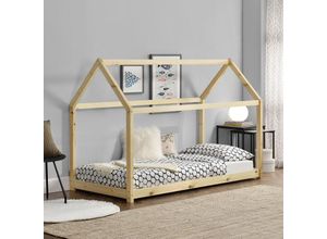 4059438123306 - [encasa] - Kinderbett Netstal 90x200 cm Kiefernholz Holzfarben Natur Hellbraun