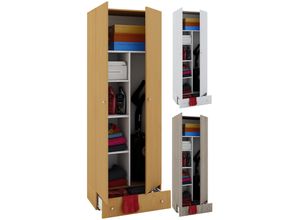 4051814352096 - Holz-Besenschrank 6 Fächer Maße  B 70 x H 196 x T 40 cm Haushaltsschrank Mehrzweckschrank Extra Schublade - Vandol