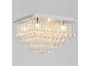 4260264775359 - Luxpro - Kristall Deckenleuchte [38x38cm] Deckenlampe Lüster Zimmerlampe Chrom [ ] - Weiß