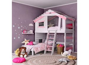 0798003599279 - Hochbett - Doppelbett Kinderbett - Etagenbett Länge 200 x Breite 90 cm mit Unterbett - Rosa - Bibex 0798003599279 - Hochbett - Doppelbett Kinderbett - Etagenbett Länge 200 x Breite 90 cm mit Unterbett - Rosa - Bibex