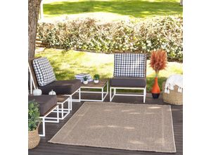 0889292503877 - Surya - Teppich Outdoor Indoor Terrasse Balkon Wohnzimmer Jute Effekt Braun und Schwarz 120 x 170 cm