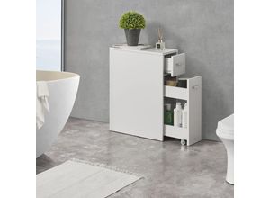 4059438681318 - [encasa] - Badezimmerschrank Kauhajoki 61x20x45cm Weiß Weiß