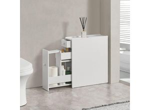 4059438681271 - [encasa] - Badezimmerschrank Kihniö 58x16x48cm Weiß Weiß