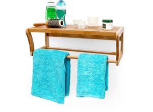 4052025140700 - Relaxdays - Wandregal mit Handtuchstange aus Bambus hbt 20 x 60 x 26 cm Badregal zur Wandmontage als Handtuchhalter mit Ablage Wandhandtuchhalter aus 4052025140700 - Relaxdays - Wandregal mit Handtuchstange aus Bambus hbt 20 x 60 x 26 cm Badregal zur Wandmontage als Handtuchhalter mit Ablage Wandhandtuchhalter aus