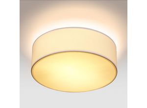 4251776909196 - Deckenlampe Stoff 30 cm Rund 1 flammig E27 Deckenleuchte Stoffdeckenleuchte Stoffdeckenlampe Schlafzimmer Wohnzimmer Grau Schwarz Taupe Weiß weiß