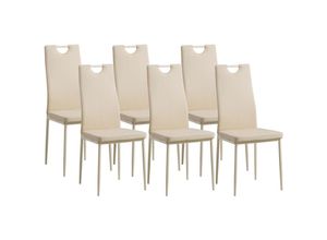 4250263734211 - Albatros Esszimmerstühle SALERNO 6er Set Beige - Edles Italienisches Design Polsterstuhl mit Kunstleder-Bezug Modern Stilvoll am Esstisch - Küchenstuhl Stuhl Esszimmer hohe Belastbarkeit