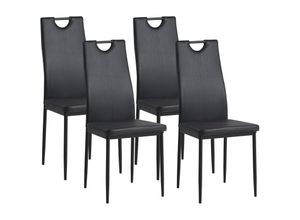 4250263734099 - Albatros Esszimmerstühle SALERNO 4er Set Schwarz -Edles Italienisches Design Polsterstuhl Kunstleder-Bezug Modern und Stilvoll am Esstisch - Küchenstuhl Stuhl Esszimmer hohe Belastbarkei