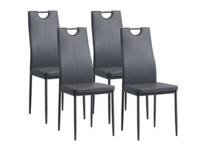 4250263734112 - Albatros Esszimmerstühle SALERNO 4er Set Grau - Edles Italienisches Design Polsterstuhl Kunstleder-Bezug Modern und Stilvoll am Esstisch - Küchenstuhl Stuhl Esszimmer hohe Belastbarkeit