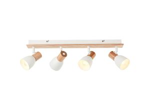 4004353413452 - Daintree Spotbalken 4flg weiß natur Metall Holz 4x D45 E14 28 w Geeignet für Tropfenlampe (nicht enthalten) - Brilliant