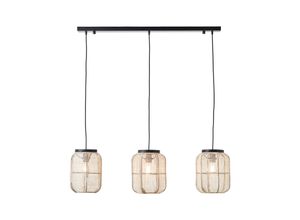 4004353397028 - Lampe Tannah Pendelleuchte 3flg schwarz natur 3x A60 E27 52W Kabel kürzbar   in der Höhe einstellbar - braun - Brilliant