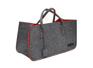 4057216038415 - - Schwerlast Filztasche - 50x25x25 Filz Einkaufstasche - Kamintasche Kaminholzkorb - rot