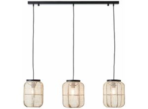 4004353397028 - Lampe Tannah Pendelleuchte 3flg schwarz natur 3x A60 E27 52W Kabel kürzbar   in der Höhe einstellbar - braun - Brilliant