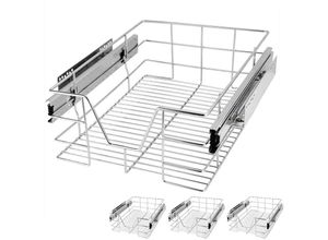 4250525396058 - Küchenschublade 30 40 50 60cm Vollauszug 25kg Belastbar Montagematerial Verchromt Küche Kleiderschrank Teleskopschublade verschiedene Sets 30cm4er