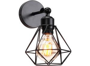 5704142141793 - Vintage Wandlampe 180° Drehbar E27 Retro Industrielle Innenbeleuchtung Wandleuchten für Wohnzimmer Schlafzimmer - Schwarz