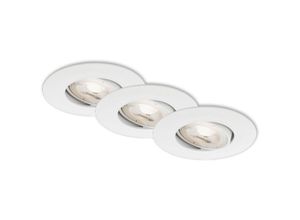 4002707369370 - Brilo - led Einbauleuchte ner leuchten kulana 5 w 460 lm IP23 weiß Kunststoff 3er Set ø 9 cm