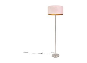 8718881106811 - Qazqa - Stehlampe Stahl mit rosa Schirm 50 cm - Simplo - Rosa