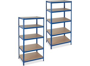 4052025311285 - Relaxdays - 2 x Schwerlastregal 5 Ebenen Traglast 1325 kg Steckregal Keller Garage Werkstatt HxBxT 180x90x60 Metall MDF blau