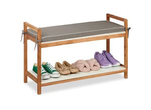 4052025457877 - Schuhbank Schuhregal mit Sitzfläche abnehmbares Polster HxBxT 55 x 90 x 34 cm Sitzbank Holz mehrfarbig - Relaxdays