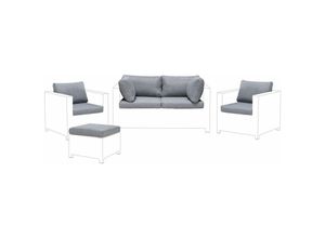 4251682232487 - Beliani - Set Kissenbezüge für Loungeset Grau Polyester 4-Sitzer Gartenset Sitz- und Rückenkissenbezüge Gartenmöbel Gartensessel Gartensofa - Grau